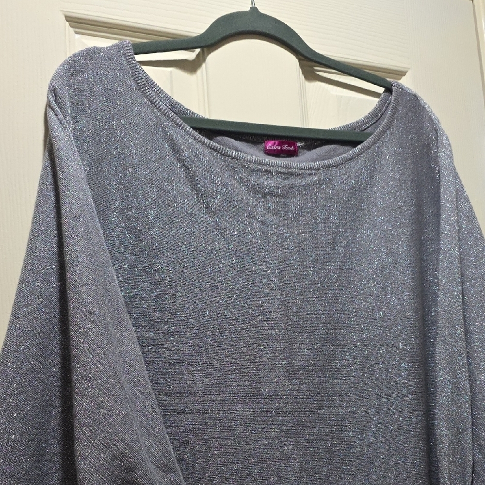 Extra Touch Metallic Gray Sweater - image 2